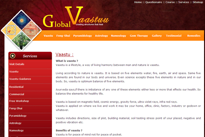 Website Designing Work for Globalvaastu