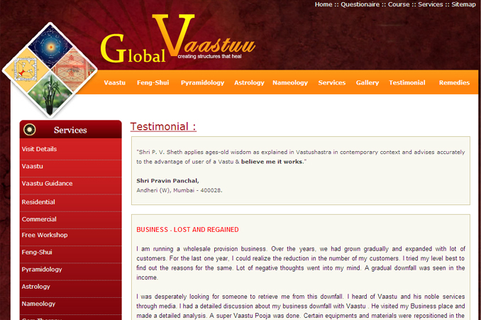 Website Designing Work for Globalvaastu